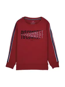Status Quo Boys Red Printed Sweatshirt