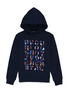 Status Quo Boys Navy Blue Printed Sweatshirt