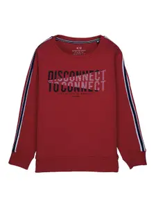 Status Quo Boys Red Printed Sweatshirt