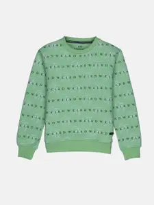 Status Quo Boys Green Printed Sweatshirt