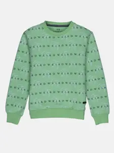 Status Quo Boys Green Printed Sweatshirt