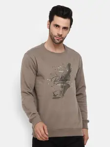 V-Mart Men Grey Printed Sweatshirt