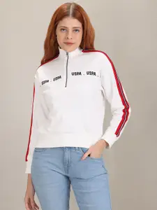 U.S. Polo Assn. Women U S Polo Assn Women Women White & Red Brand Logo Print Sweatshirt