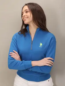 U.S. Polo Assn. Women Brand Logo Embroidered Hooded Sweatshirt