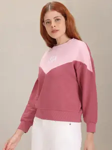 U.S. Polo Assn. Women Pink Colourblocked Sweatshirt