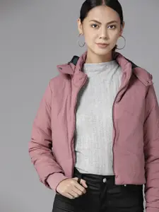 U.S. Polo Assn. Women U S Polo Assn Women Women Dusty Pink Solid Padded Jacket with Detachable Hood