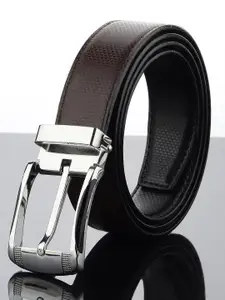 WINSOME DEAL Men Tang Closure Textured Formal Belt