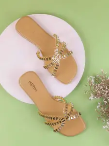 Metro Women Textured Open Toe Flats