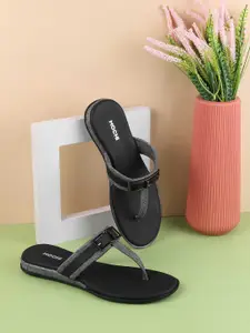 Mochi Women Buckle Design T-Strap Flats