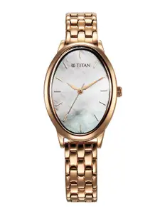 Titan Women Printed Dial & Stainless Steel Bracelet Style Straps Analogue Watch 2707WM01