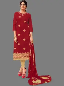 JULEE Ethnic Motifs Embroidered Pure Cotton Unstitched Dress Material