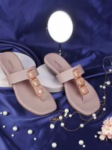 Metro Women Open Toe T-Straps with Western - Embellished