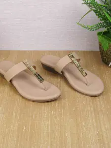 Metro Women Embellished T-Strap Flats