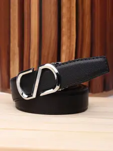 WINSOME DEAL Men Push Pin Closure Textured Formal Belt