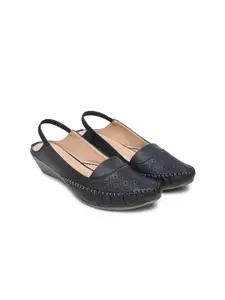 EVERLY Wedge Heel Mules with Laser Cuts