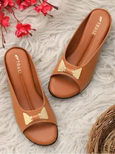 TRASE Wedge Heels Mules With Bows