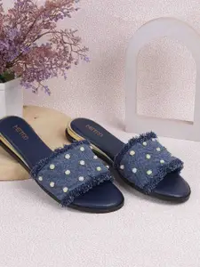 Metro Women Embellished Open Toe Flats