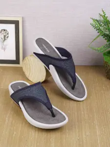 Mochi Women Textured T-Strap Flats