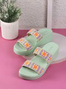 Metro Women Embroidered Open Toe Flats