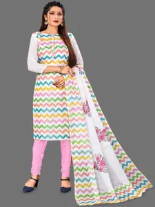 JULEE Chevron Embroidered Pure Cotton Unstitched Dress Material