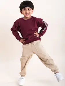 KiddoPanti Boys Printed  Sweatshirt With Joggers