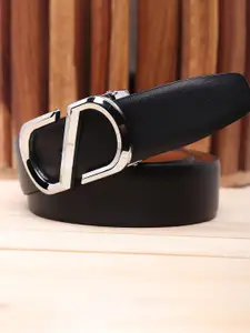 WINSOME DEAL Men Push Pin Closure Textured Formal Belt