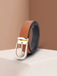 WINSOME DEAL Men Tang Closure Textured Formal Belt