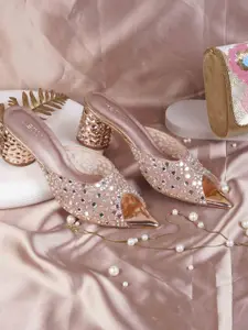 Metro Women Embellished Block Peep Toes