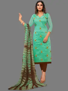 JULEE Ethnic Motifs Embroidered Thread Work Pure Cotton Unstitched Dress Material