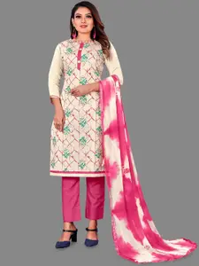 JULEE Floral Printed Pure Cotton Unstitched Dress Material