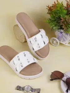 Metro Women Textured Open Toe Flats