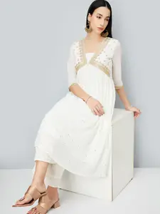 max Floral Embroidered Sequinned Empire A-Line Kurta