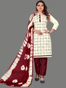 JULEE Checked Printed Pure Cotton Unstitched Dress Material