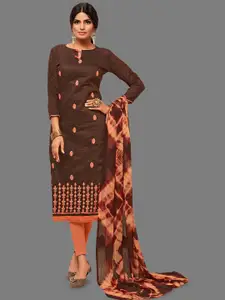 JULEE Ethnic Motifs Embroidered Pure Cotton Unstitched Dress Material