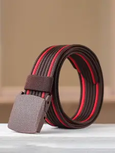 WINSOME DEAL Men Slider Buckle Closure Textured Casual Belt