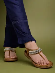 Shoetopia Women Ethnic Open Toe Jhoomer Flats