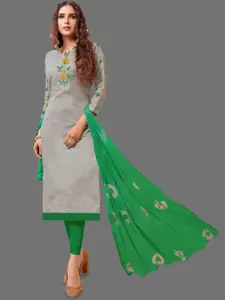 JULEE Floral Embroidered Pure Cotton Unstitched Dress Material