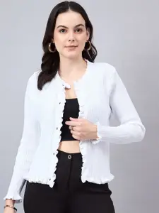 Style Quotient Self Design Cotton Button Shrug