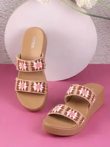 Metro Women Embellished Open Toe Flats