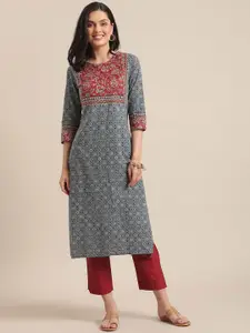Varanga Geometric Printed Cotton Straight Kurta