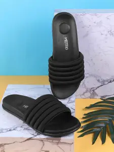 Metro Women Fabric Striped Open Toe Flats