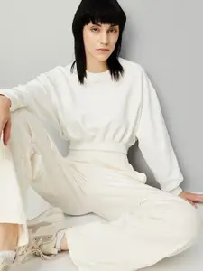 max Women Solid Crop Sweatshirt