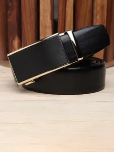 WINSOME DEAL Men Slider Buckle Closure Textured Formal Belt