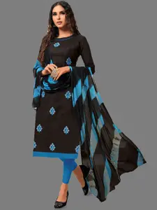 JULEE Floral Embroidered Thread Work Pure Cotton Unstitched Dress Material