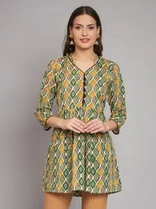 Anouk Women Ethnic Motifs Printed V-Neck Pure Cotton Empire Short Kurti
