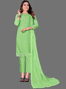 JULEE Striped Sequinned Embroidered Unstitched Dress Material