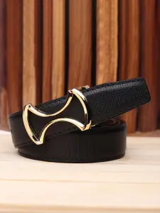 WINSOME DEAL Men Push Pin Closure Textured Formal Belt