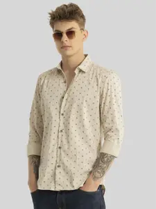 Snitch Men Smart Slim Fit Micro Ditsy Printed Pure Cotton Casual Shirt
