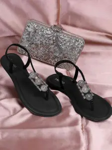 Metro Women Open Toe Embellished Flats