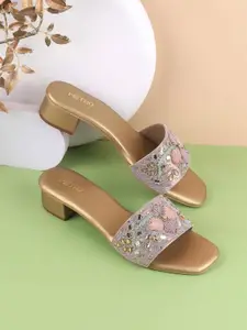 Metro Embellished Block Heels Sandals